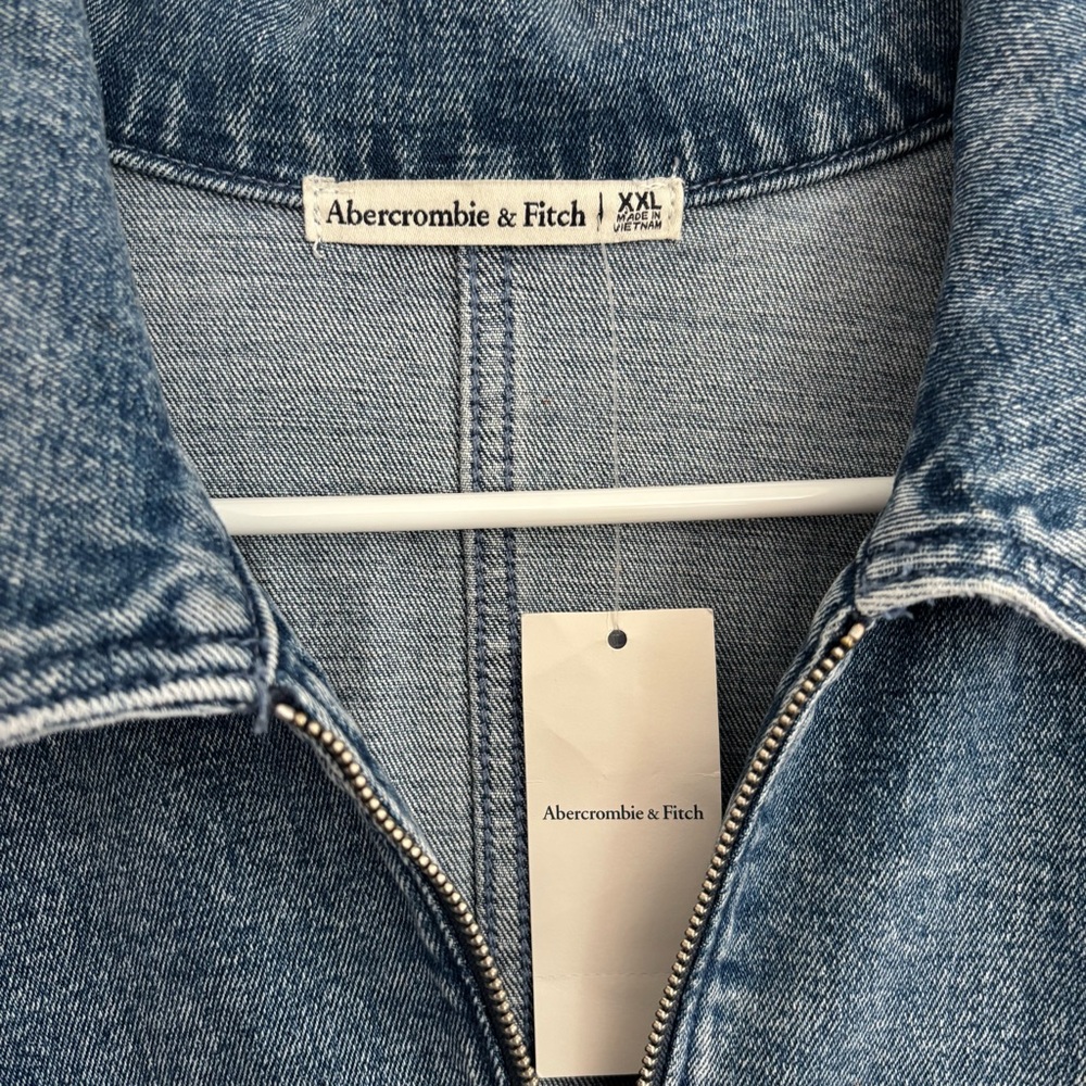 NWT Abercrombie & Fitch Denim Full Zip-Front Short Sleeve Dress Size XXL - Picture 4 of 6